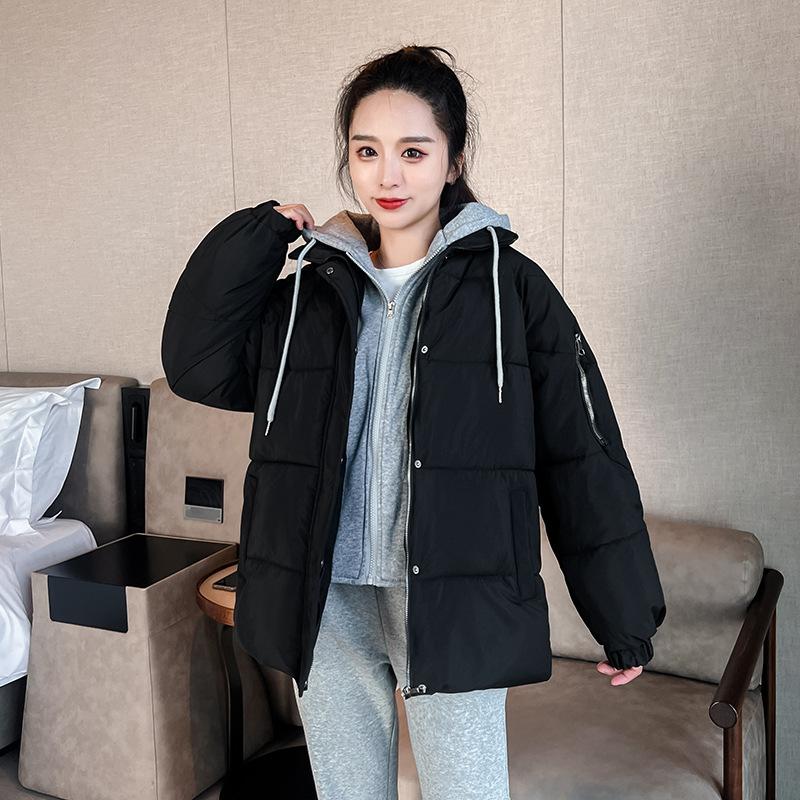 Padded clothes women's new fashion fake two-piece coat hooded bread clothes women's down padded jacket padded clothes tide