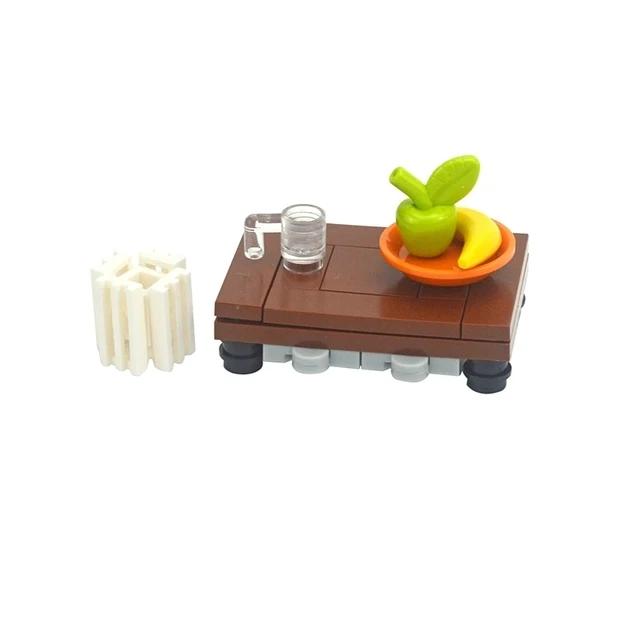 Food Brick Playset City Series Friend Accessory Parts Bread Chips Roast Chicken Pizza Hot Dog Fish Fruit Carrot Basket Classic DIY Block Bricks