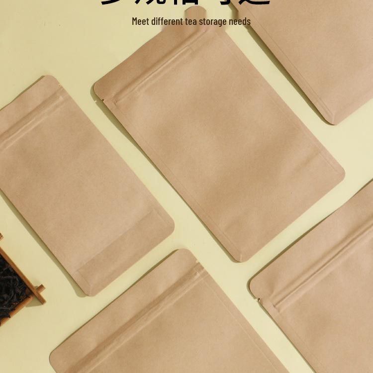Self-Sealing Kraft Paper Bags for Tea and Snacks - Available in Small and Large Sizes for Green and Black Tea.