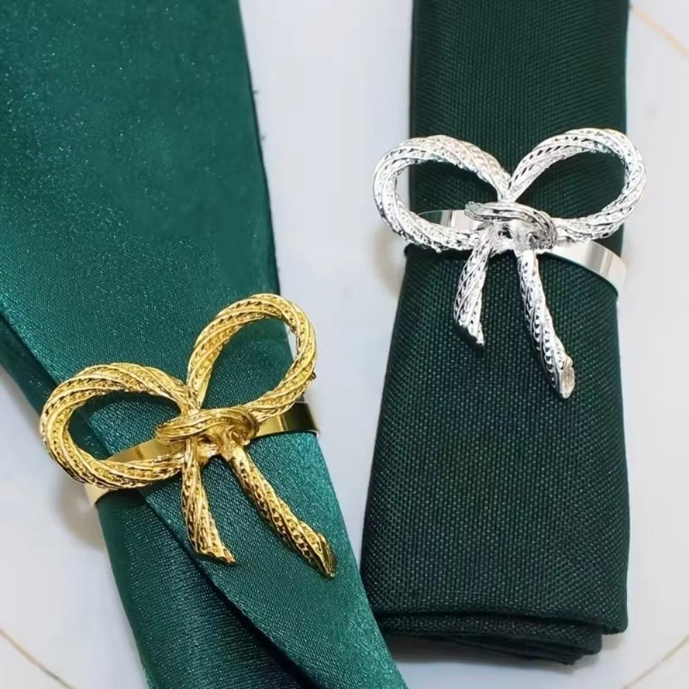 6 Pieces Sturdy Metal Napkin Holder Elegant Napkin Buckle Holiday Decor Tissue Ring Banquet Party