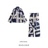 Kaslead New Arrival Women's Fashion Style Fashion Geometry Pattern Pattern Print Shirt Casual Pants Suit