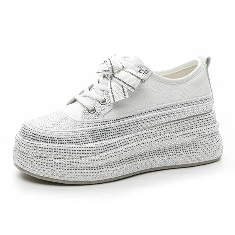 Fashion 7CM Genuine Leather Ankle Boots Shoes Elastic Chunky Sneakers Comfy New Summer Spring Pumps Fashion Vulcanize Women Casual Shoes
