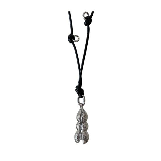 

Peapod Charm Necklace Faux Pearl Peas Pendant Necklace Lightweight Long Cord Necklace Jewelry Gift for Men Women