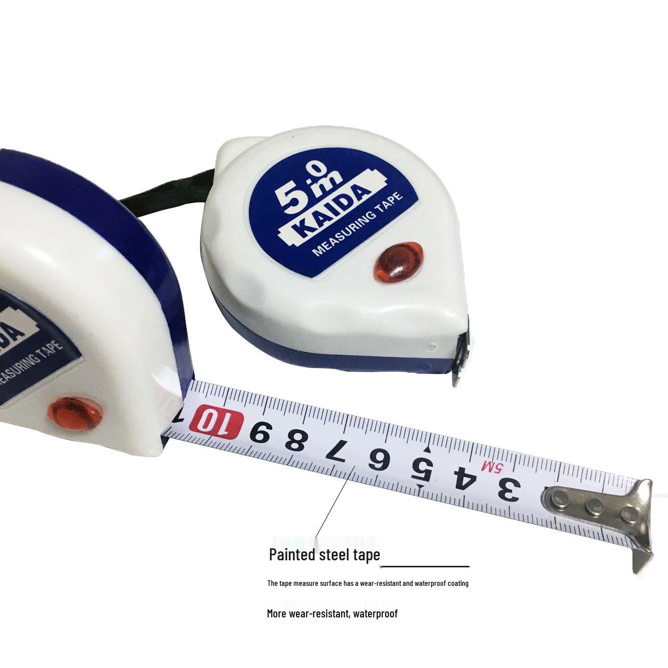 

Blue and White Steel Tape Measure - 5m, 7.5m, 10m, Durable, Drop-Resistant, Wear-Resistant, Compact, Rust-Proof.