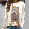 Autumn Cute Cat Pattern 3D Printed Hoodies Fashionable Casual Sports Long Sleeved Women's Hoodies