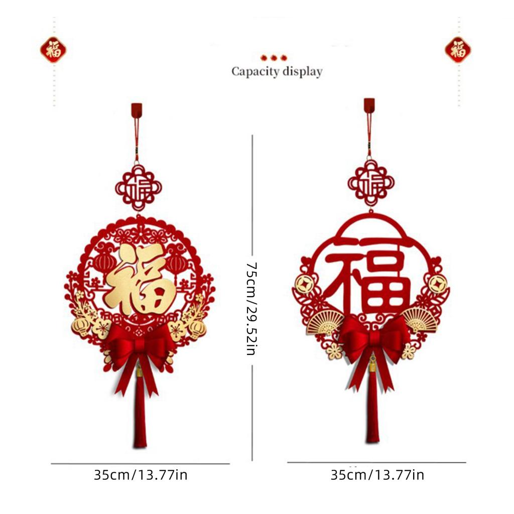 Chinese Knot Fu Character Hanging Ornament Rabbit Year Chinese New Year Pendant Decoration for Home Entrance Door