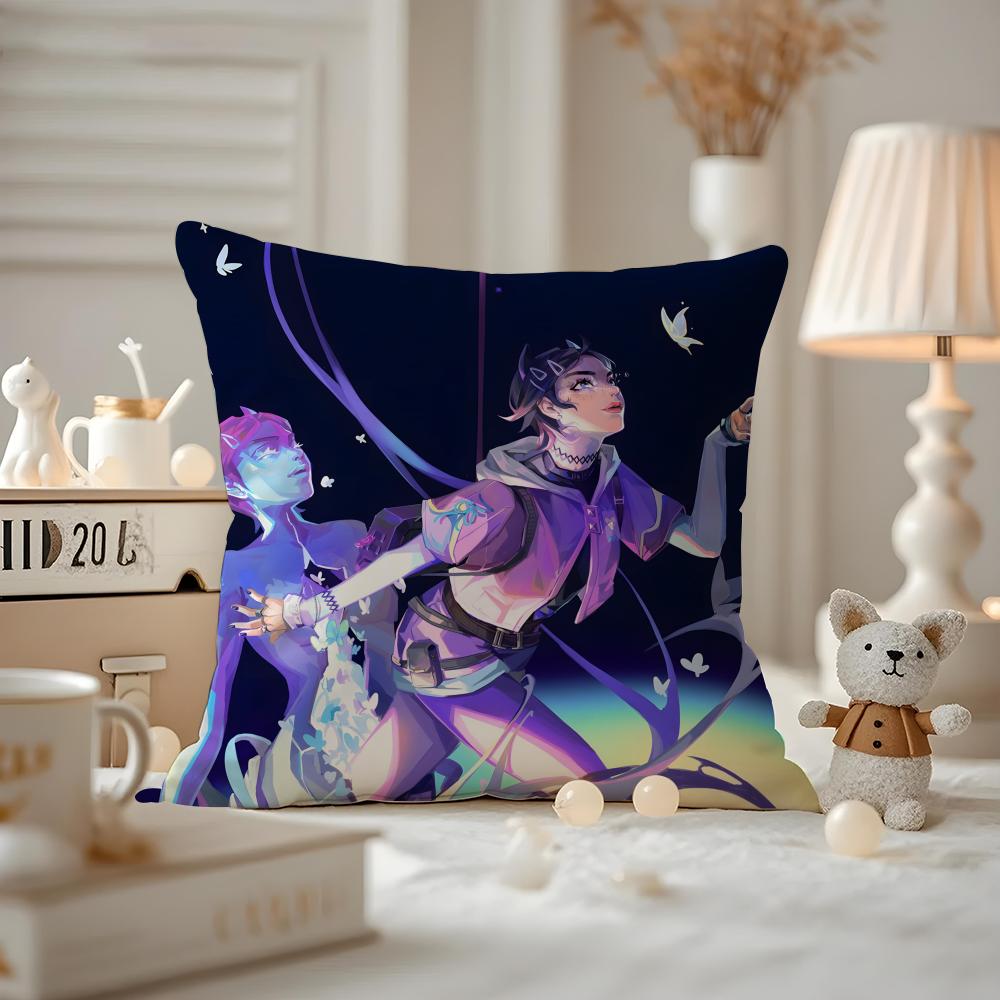 HOT Game VVALORANT Cushion Cover Antidustmite Pillowcase Invisible Zipper Silky Short Plush Sofa Cushion Cover