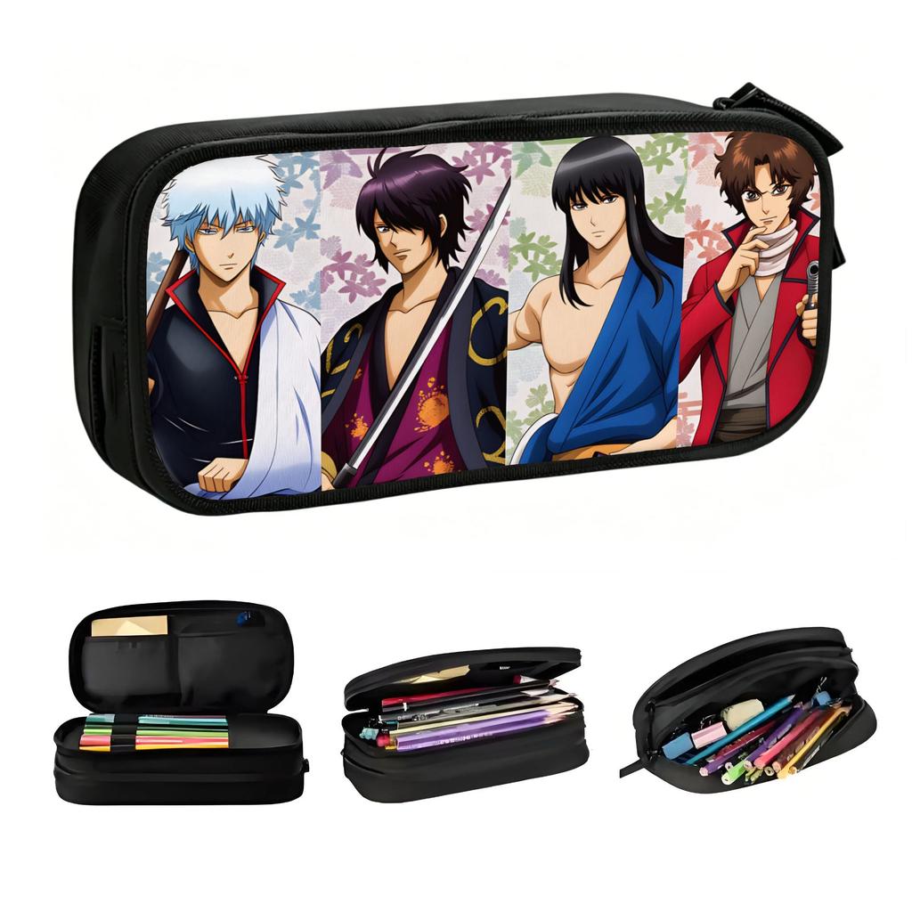 Takasugi Shinsuke Gintama Sakata Gintoki Pencil Case for Boy Girl Large Capacity Katsura Kotarou Pen Bag Box Stationery