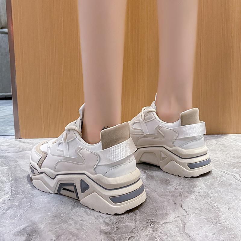 Neue Damenschuhe, modische, farblich passende, sportliche, lässige, atmungsaktive Papa-Schuhe aus Mesh