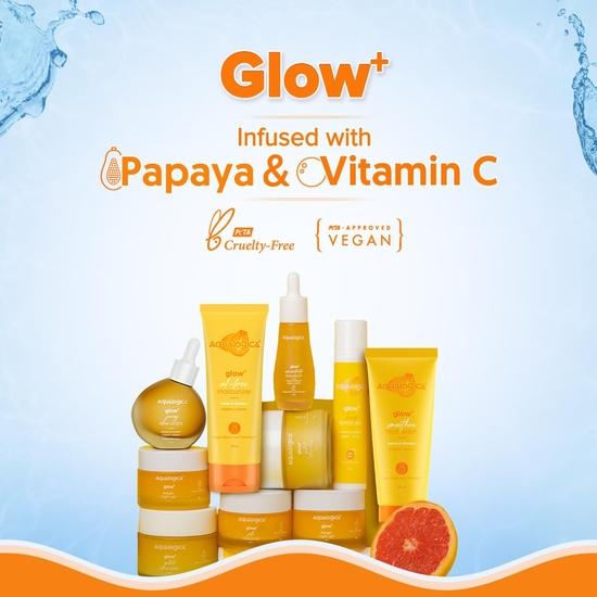 Aqualogica Glow+ Oil-Free Moisturizer z papają i witaminą C | Nawilża, aby poprawić blask i teksturę | Kontroluje nadmiar sebum | 100 g