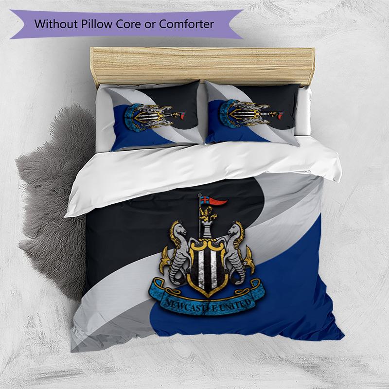 Newcastle United Football Printed 3 Pieces Bedding Set, Comfortable Skin Friendly Bedroom Duvet Cover Set