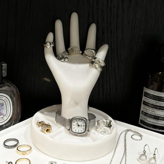 Jewelry Storage Rack with 5 Finger Shape Sculpture Smooth Rounded Design Jewelry Organizer for Rings Bracelets Necklaces Earrings