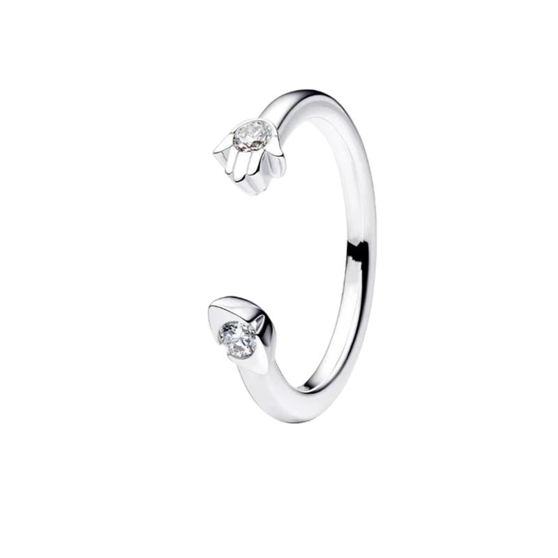 S925 silver new silver bow ring pink color black fashionable niche high-end women's jewelry