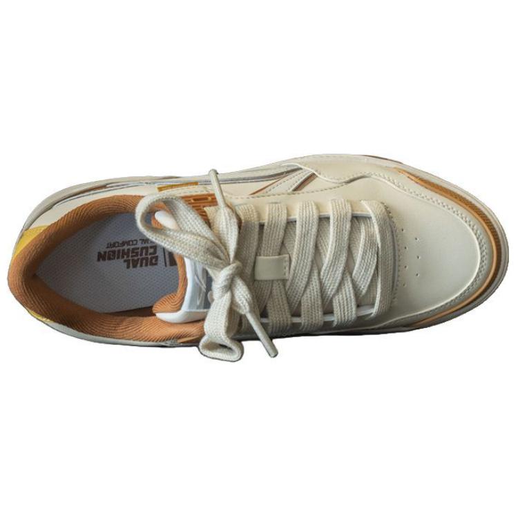 Li Ning Common 80s Comfortable Classic Casual Durable Non-Slip Low-Top Skate Shoes Men Sneakers White Brown AGCU157-4