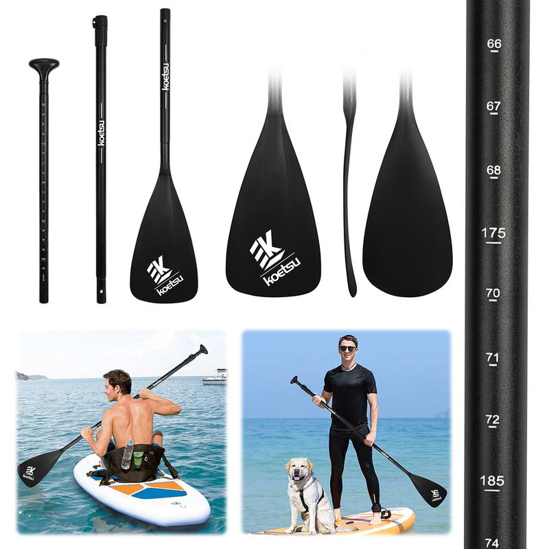 3-Piece Stand Up Paddleboard Paddles Adjustable Length SUP Surfpaddle Aluminum Alloy Single Head Paddle for Canoe Kayaking
