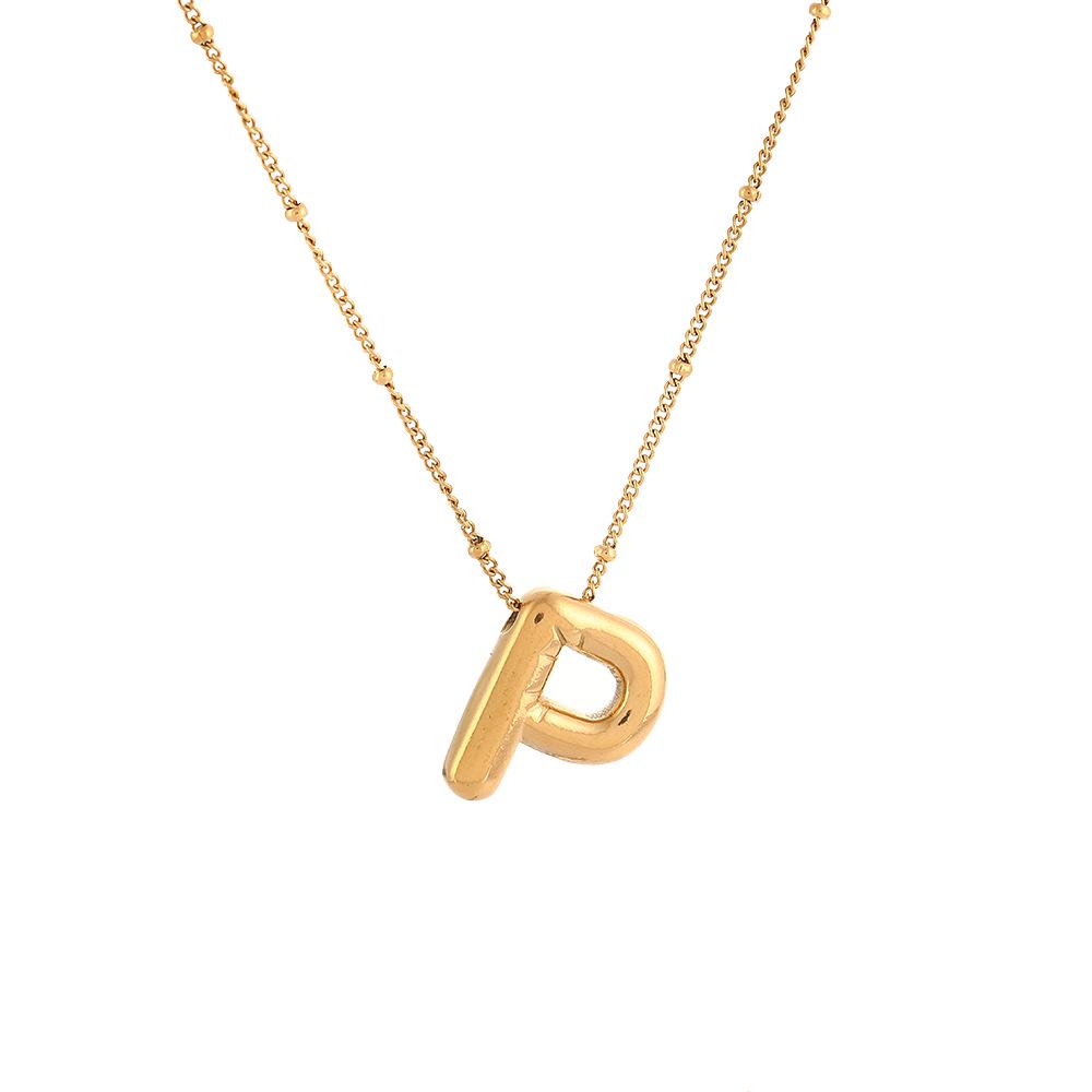 Stainless Steel 18K Gold Plated Alphabet Pendant Necklace