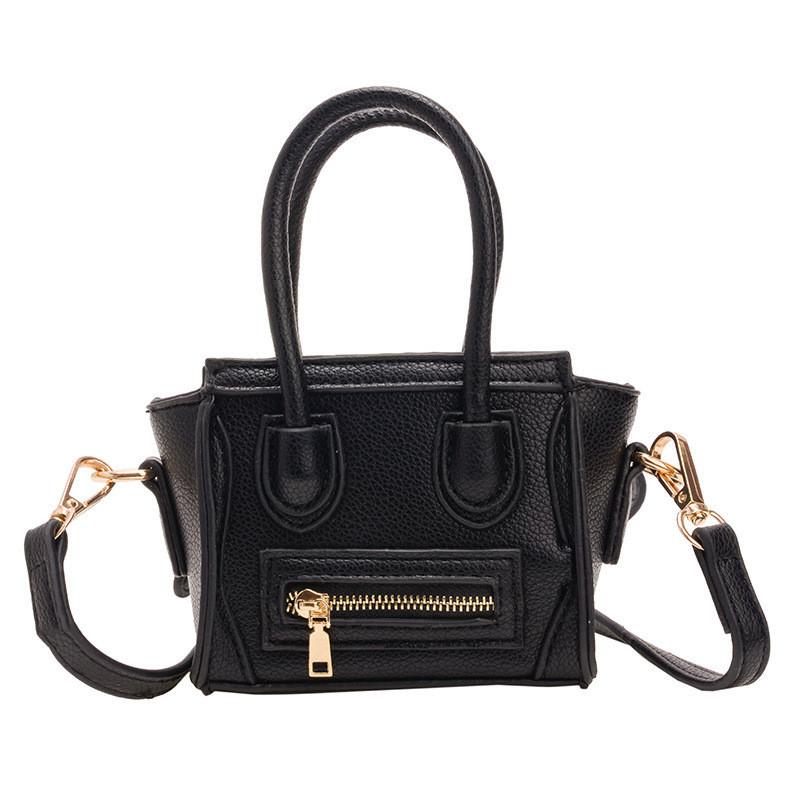 Adorable Unisex Miniature Tote Bag For Children Featuring Trendy Smile Face чёрный