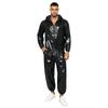 Men Waterproof Hip Hop Dance Outfit Long Sleeve Hooded Jacket with Jogging Pants Raincoat Windbreaker Streetwear Dancewear