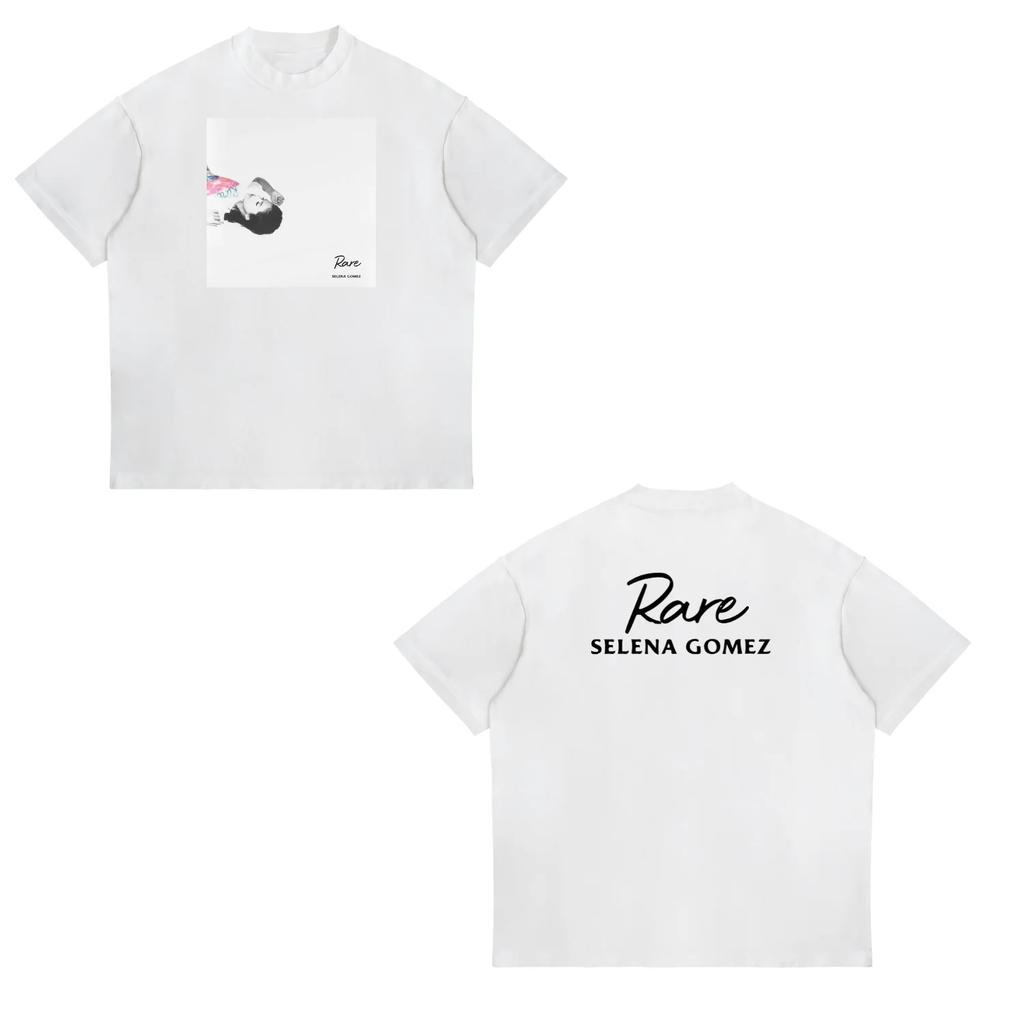 Selena Gomez Portrait Print Short Sleeves Cotton TShirt Black White Graphic Print Vintage Y2K Harajuku Streetwear Tee Tops