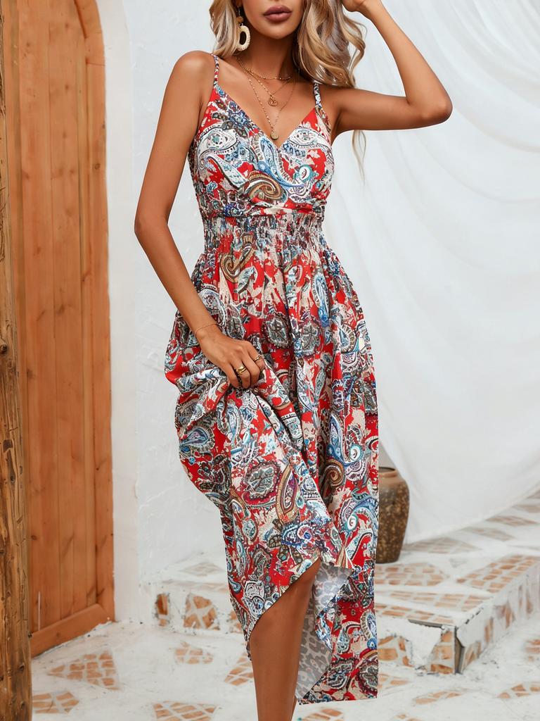 Maxi Dress Summer Leopard Print Spaghetti Strap Women Clothing