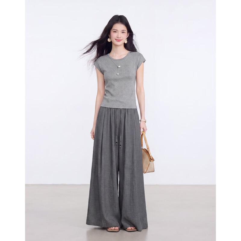 Shangjing Casual Drawstring Top & Pants Set L