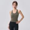 Womens High-Elastic Quick-Dry Yoga Tank Top With Built-in Bra Support Running Pilates Gym Workout