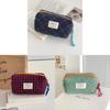 Classic Gingham Octagon Pencil Case With Cotton Material For Daily Use And Travel