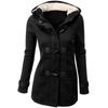 Felpa con cappuccio taglie forti da donna Cardigan in pile oversize di media lunghezza con bottoni a corno Autunno Inverno