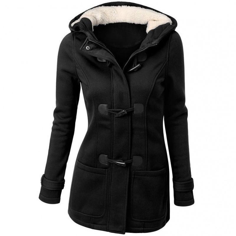 Felpa con cappuccio taglie forti da donna Cardigan in pile oversize di media lunghezza con bottoni a corno Autunno Inverno