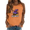 Women's Long Sleeve Crewneck Top with Halloween Print for Casual Fashion