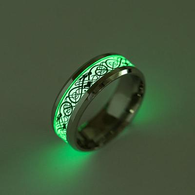 Mode Edelstahl Leuchtende Drachen Ringe Für Männer Frauen Glowing In Dark Paar Ring Hochzeit Bands Schmuck Geschenk Zubehör