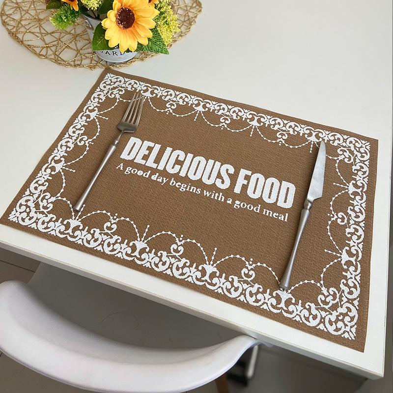 INS Teslin PVC Placemat Vintage Style Heat-Resistant Square Burlap-Look Table Mat for Dining Wedding Decor Kitchen Tableware Pad