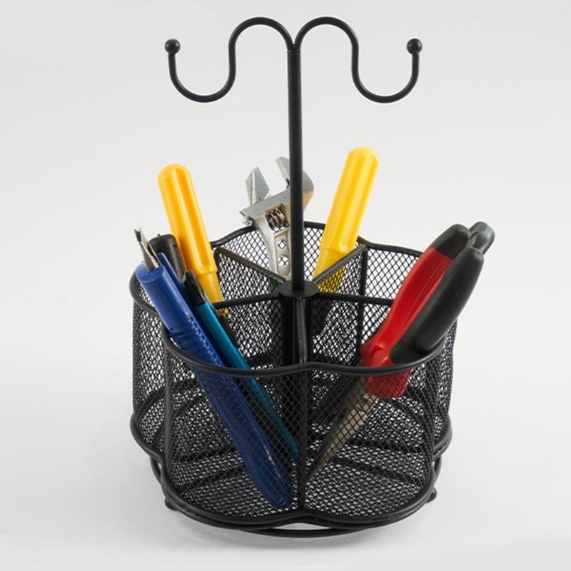 Multifunctional Office Desk Organisers Pen Holder with Keychain Hook, Mesh Pen Holder Space Saving Desk Pen Organiser