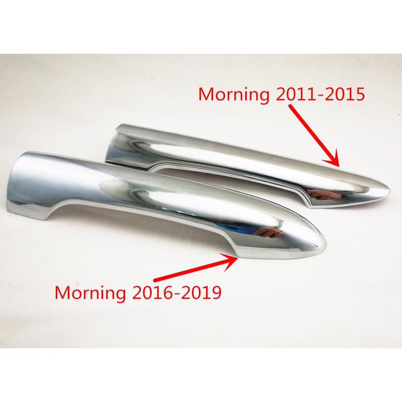 8PCS Chrome Car Accessories Plated Door Handle Bowl Cover Trim Paste Style For Kia Picanto Morning 2011 2012 2013 2014 2015