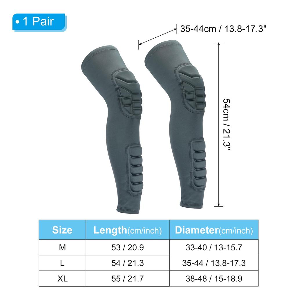 PATIKIL L Knee and Calf Knee Brace Compression Leg Protective Calf and Shin Guards for Youth and and Gray Pads, 2-Pack Pads, Sleeves, Adults,