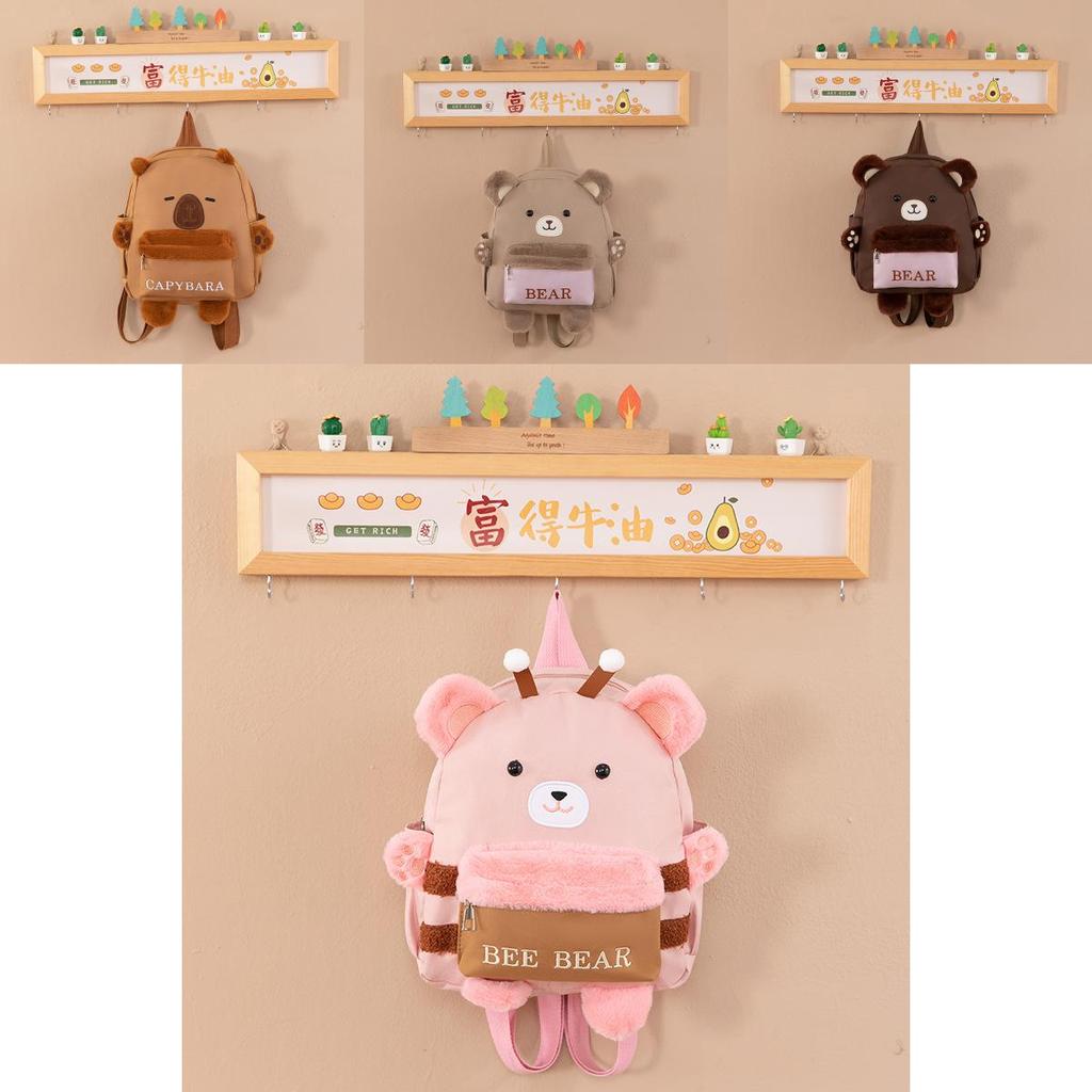 Cute Cartoon Bear Children's Backpack For Kindergarten Students With Spacious Design And Lightweight Oxford Cloth