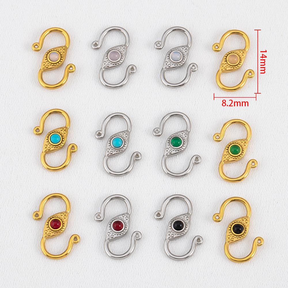 2pcs 6pcs Stainless Steel Natural Stone S Shape Hook Clasps Connectors Jewelry Makings Findings DIY Eye Clasp Jewelry Components