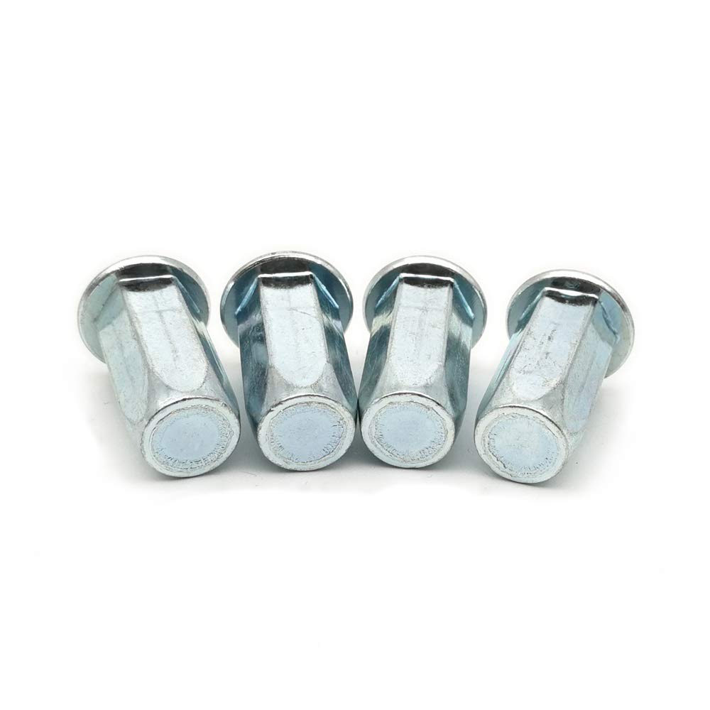 Carbon Steel Flat Head Hex Rivet Nut Sealed Close End M4 M5 M6 M8 M10 Blind Rivet Nut Insert Nut White Zinc Plated DUO ER (Size : M6 23 (10pcs))