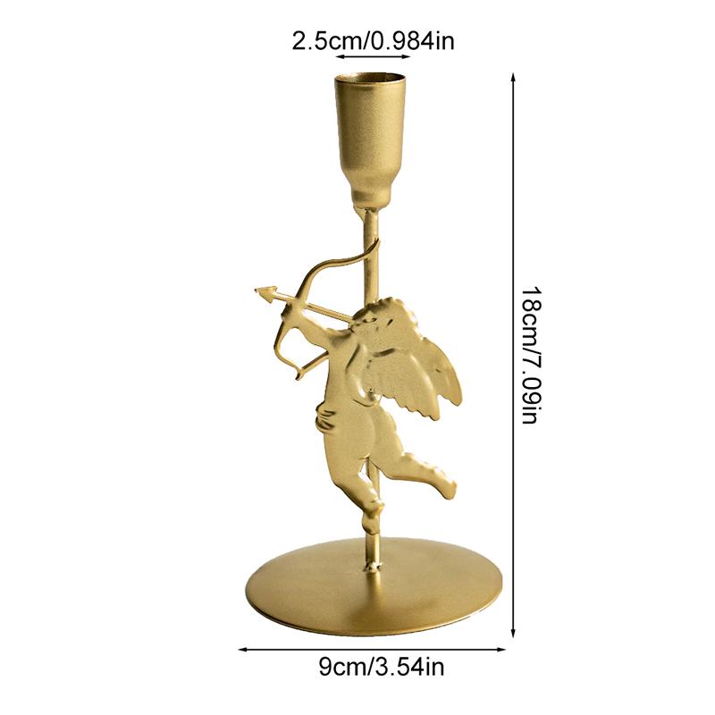 1 szt. Wysoki świecznik Geometryczny Pokój Dekoracyjny Rekwizyty Atmosferyczne Żelazny Rękodzieło Domowe Świecznik Kształt Kupidyna Uchwyt na Świecę