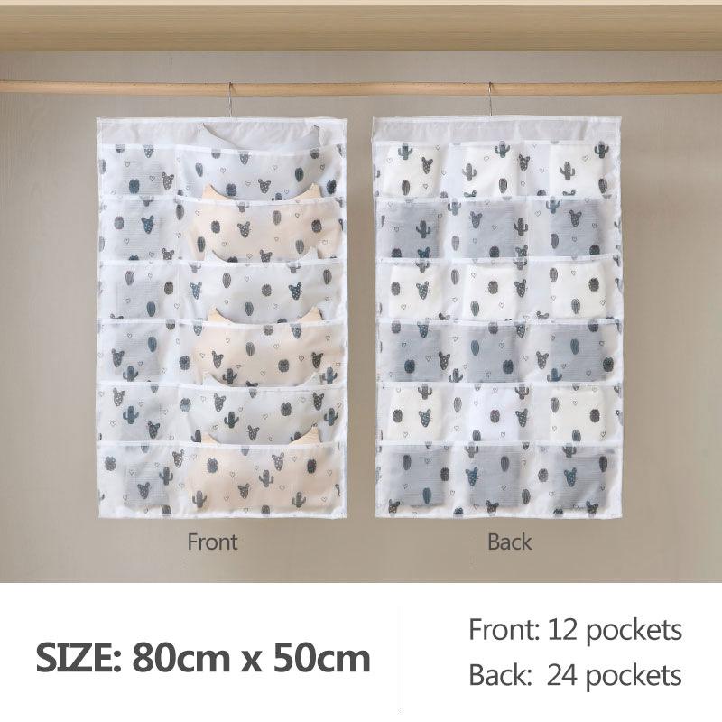 36 Pockets Underwear Storage Hanging Bag Panties Bra Socks Dust Bag Double-sided Fabric Hanging Wardrobe Artifact Wall Hanging Dormitory Storage Bag