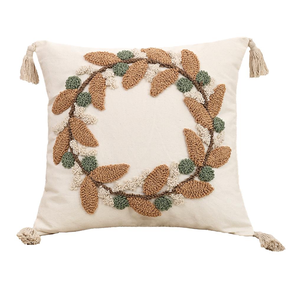 BUYNOW Velvet Embroidered Throw Pillow Cover HOME Wreath Bohemian Stamping Waist Cushion Cover Decor Home Decorative Pillowcase