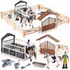 Simulation Pretend Play Toys Knight Horse Farm Animal Model Set Fencing Farm Truck Scene Decorations Teaching Aids