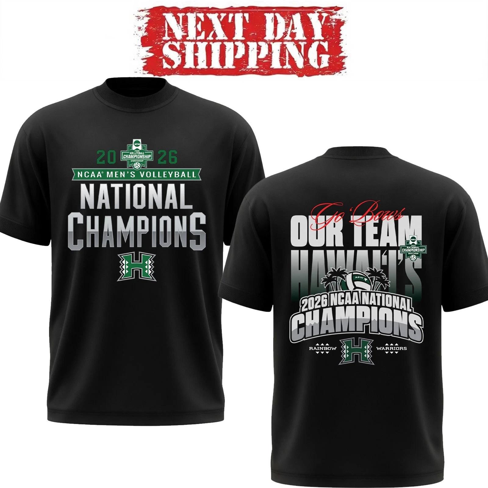 Hawaii Rainbow Warriors Men’s Volleyball National Champions 2026 T Shirt S
