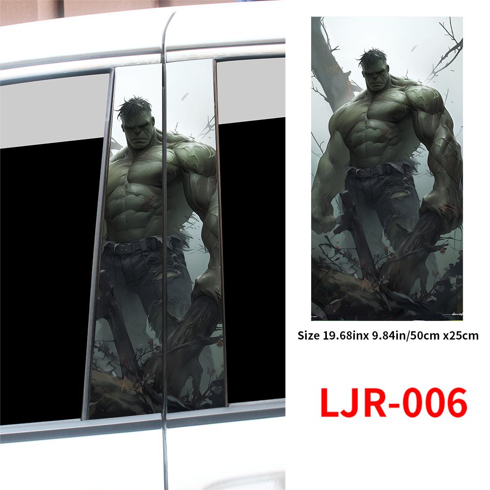 Green Film Hulk Anime Car Sticker Auto B-pillar Cartoon Funny Sunscreen DIY Auto Center Column Cover Scratches Decor Accessories