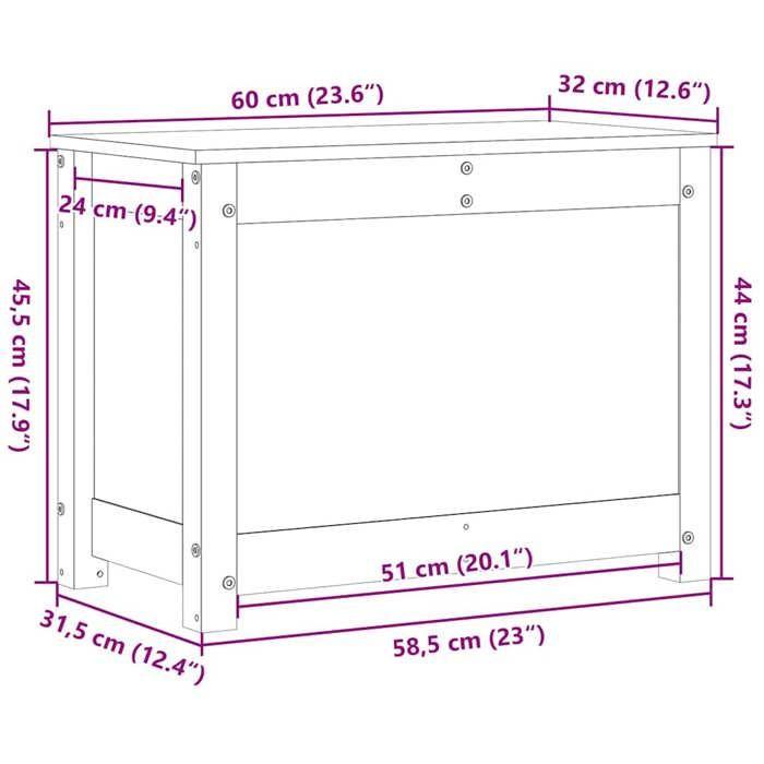 823547 vidaXL Storage Box Honey Brown 60x32x45.5 Cm Solid Pine Wood