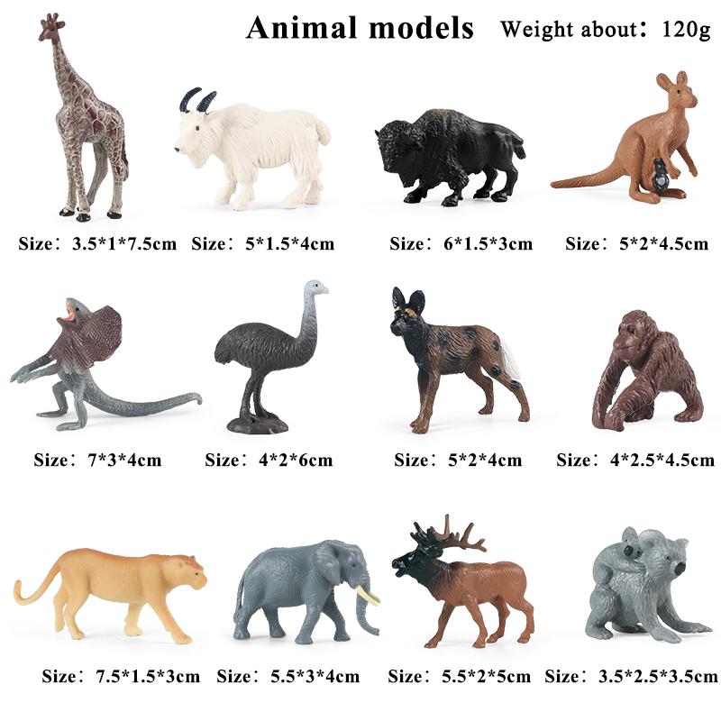 Oenux Montessori Miniatur Löwe Hai Pferd Dinosaurier Tiere Modell Set Actionfiguren Figur Zoo Niedlich Bildung Kinderspielzeug Geschenk
