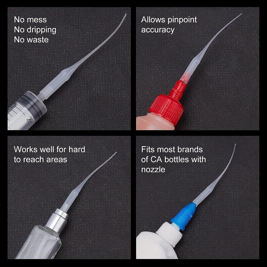 Glue Tips, 100pcs Plastic Glue Micro-Tips Glue Extender Precision CA Glue Applicator For Arts Crafts Hobby Projects Guitar Fret Slot