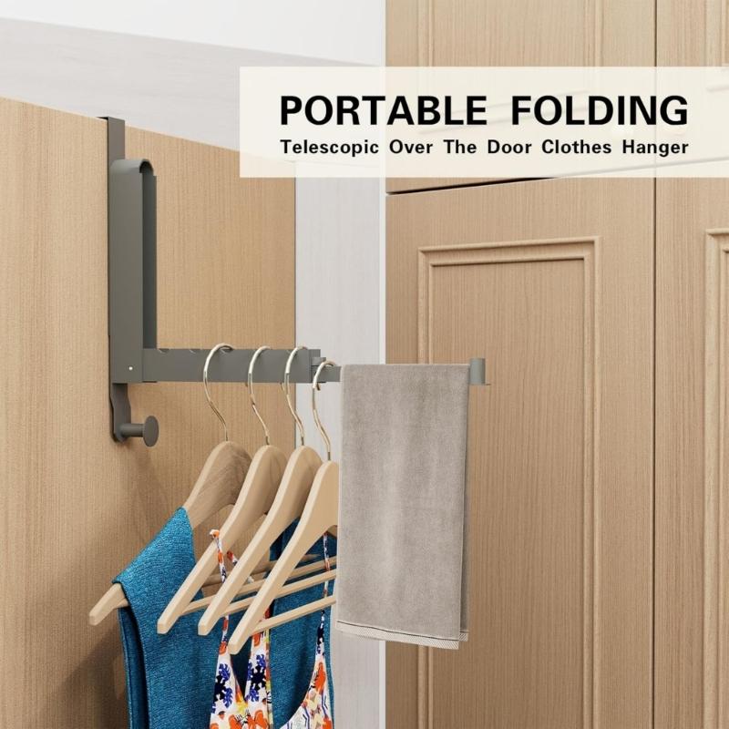 Adjustable Stainless Steel Door Hook With Extension Rod And Bottom Round Hook For Hanging Space