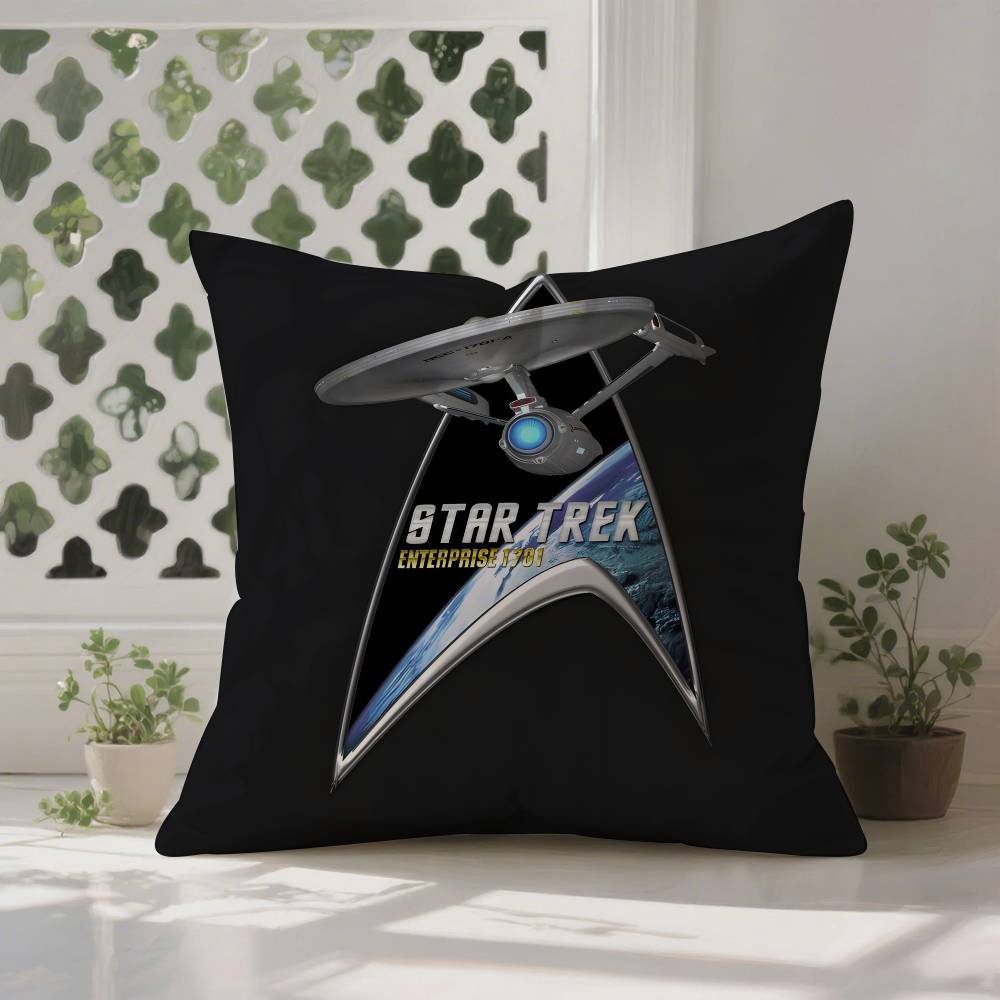 

SStar TTrek Ship Movie Pillow Case Antidustmite Pillowcase Invisible Zipper Silky Short Plush Sofa Cushion Cover 30X30cm