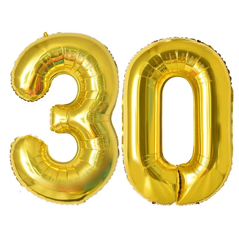 2pcs 40 Inch Number Figure Foil Balloon16 18 20 21 25 30 35 40 Years Adult Old Birthday Party Anniversary Decoration Air Balloon